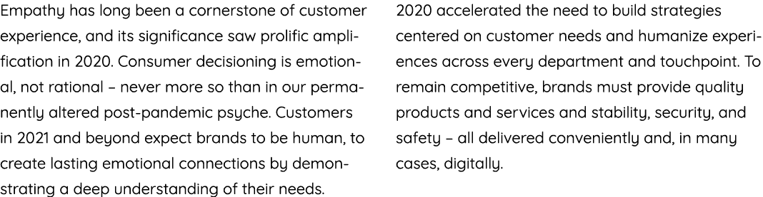 Empathy has long been a cornerstone of customer experience, and its significance saw prolific amplification in 2020     