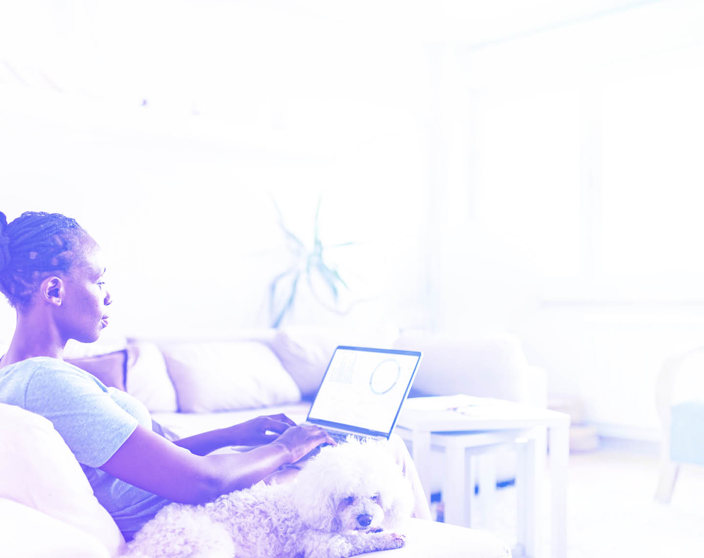 African-American woman working at home due to pandemic isolation  Belgrade, Serbia
